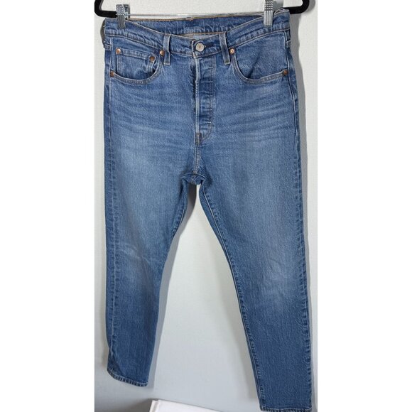 Levi's 501 Womens Skinny Jeans Button Fly Medium Wash Size 8 - Picture 1 of 12